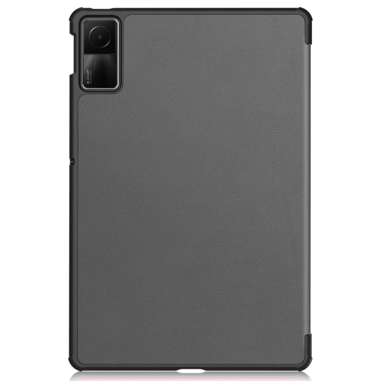 For Xiaomi Redmi Pad SE Custer Pure Color 3-Fold Holder Leather Tablet Case(Grey) - More Tablet Cases by PMC TechLife | Online Shopping South Africa | PMC TechLife