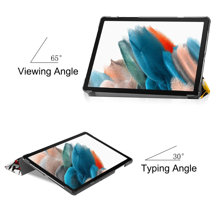 For Samsung Galaxy Tab A9 Custer Painted 3-Fold Holder Smart Leather Tablet Case(Graffiti) - Galaxy Tab A9 by PMC TechLife | Online Shopping South Africa | PMC TechLife