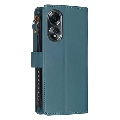 For OPPO A58 4G 9 Card Slots Zipper Wallet Leather Flip Phone Case(Green) - OPPO Cases by PMC Jewellery | Online Shopping South Africa | PMC Jewellery | Buy Now Pay Later Mobicred