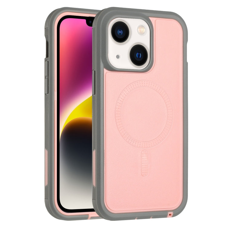 For iPhone 15 Plus Defender Series XT MagSafe Magnetic PC + TPU Shockproof Phone Case(Pink+Grey) - iPhone 15 Plus Cases by PMC TechLife | Online Shopping South Africa | PMC TechLife