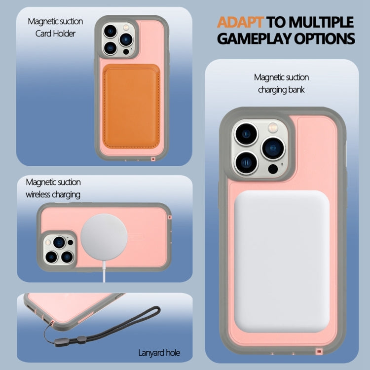 For iPhone 15 Plus Defender Series XT MagSafe Magnetic PC + TPU Shockproof Phone Case(Pink+Grey) - iPhone 15 Plus Cases by PMC TechLife | Online Shopping South Africa | PMC TechLife