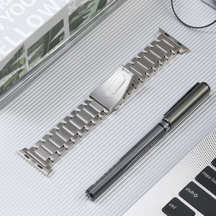 For Apple Watch Series 4 44mm Five Beads Titanium Steel Watch Band(Silver) - Watch Bands by PMC Jewellery | Online Shopping South Africa | PMC Jewellery