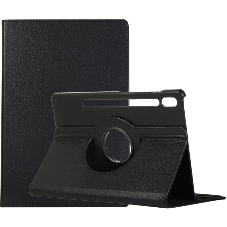 For Samsung Galaxy Tab S9 360 Degrees Rotation Holder Litchi Texture Leather Tablet Case(Black) - Galaxy Tab S9 Cases by PMC Jewellery | Online Shopping South Africa | PMC Jewellery | Buy Now Pay Later Mobicred