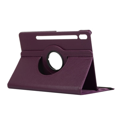 For Samsung Galaxy Tab S9 360 Degrees Rotation Holder Litchi Texture Leather Tablet Case(Purple) - Galaxy Tab S9 Cases by PMC Jewellery | Online Shopping South Africa | PMC Jewellery | Buy Now Pay Later Mobicred