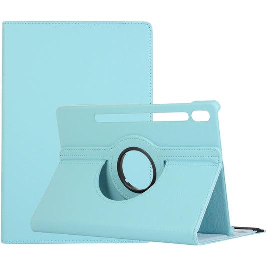 For Samsung Galaxy Tab S9 360 Degrees Rotation Holder Litchi Texture Leather Tablet Case(Sky Blue) - Galaxy Tab S9 Cases by PMC Jewellery | Online Shopping South Africa | PMC Jewellery | Buy Now Pay Later Mobicred