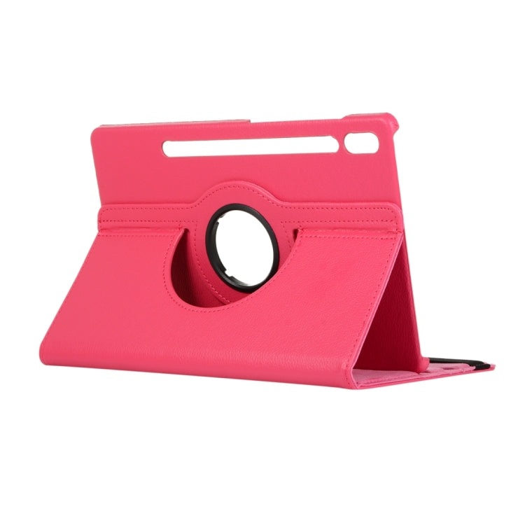 For Samsung Galaxy Tab S9+ / Tab S10+ 360 Degrees Rotation Holder Litchi Texture Leather Tablet Case(Rose Red) - Galaxy Tab S9+ Cases by PMC Jewellery | Online Shopping South Africa | PMC Jewellery | Buy Now Pay Later Mobicred