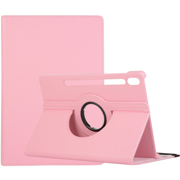 For Samsung Galaxy Tab S9+ / Tab S10+ 360 Degrees Rotation Holder Litchi Texture Leather Tablet Case(Pink) - Galaxy Tab S9+ Cases by PMC Jewellery | Online Shopping South Africa | PMC Jewellery | Buy Now Pay Later Mobicred