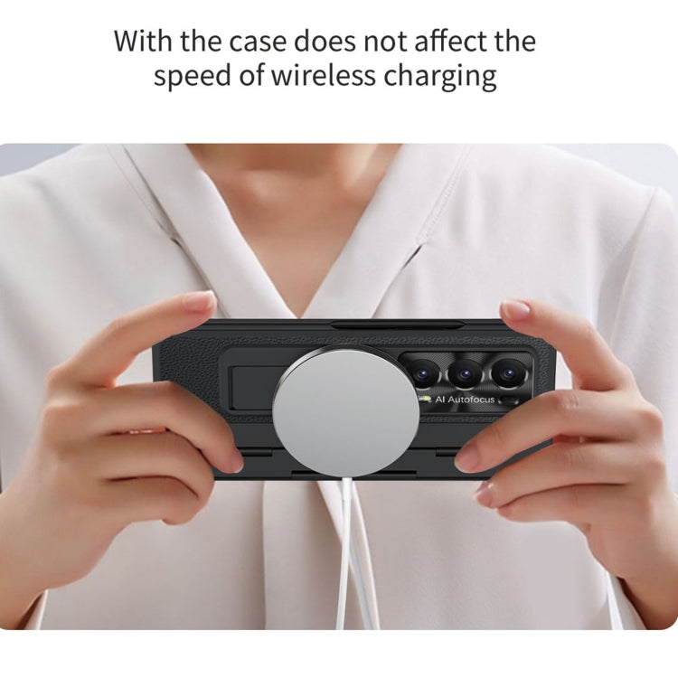 For Honor Magic V2 Shield Series Integrated Folding Phone Case(Blue+Gold) - Honor Cases by PMC TechLife | Online Shopping South Africa | PMC TechLife | Buy Now Pay Later Mobicred