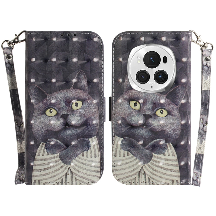 For Honor Magic6 Pro 3D Colored Horizontal Flip Leather Phone Case(Hug Cat) - Honor Cases by PMC Jewellery | Online Shopping South Africa | PMC Jewellery | Buy Now Pay Later Mobicred