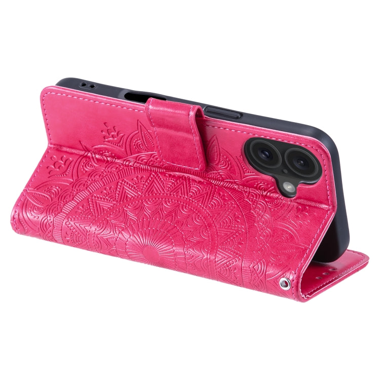 For iPhone 16 Totem Flower Embossed Leather Phone Case(Red) - iPhone 16 Cases by PMC Jewellery | Online Shopping South Africa | PMC Jewellery | Buy Now Pay Later Mobicred