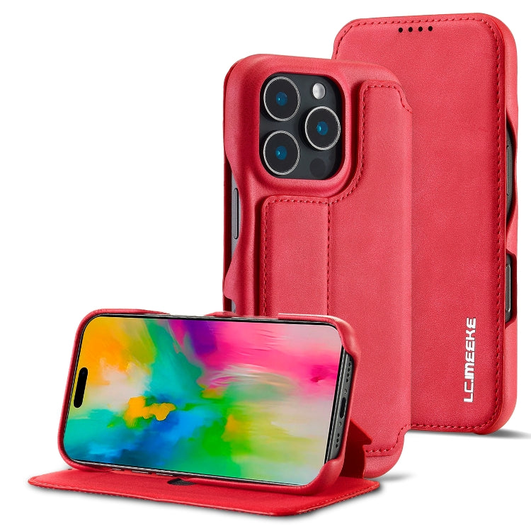 For iPhone 16 Pro LC.IMEEKE Hon Ancient Series Flip Leather Phone Case(Red) - iPhone 16 Pro Cases by LC.IMEEKE | Online Shopping South Africa | PMC Jewellery | Buy Now Pay Later Mobicred