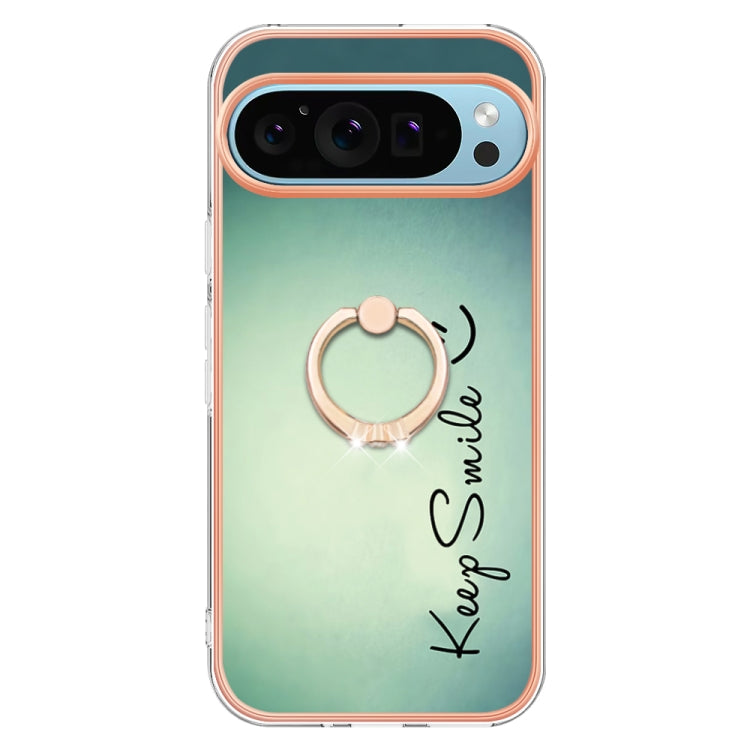 For Google Pixel 9 Pro XL Electroplating Dual-side IMD Phone Case with Ring Holder(Smile) - Google Cases by PMC Jewellery | Online Shopping South Africa | PMC Jewellery | Buy Now Pay Later Mobicred