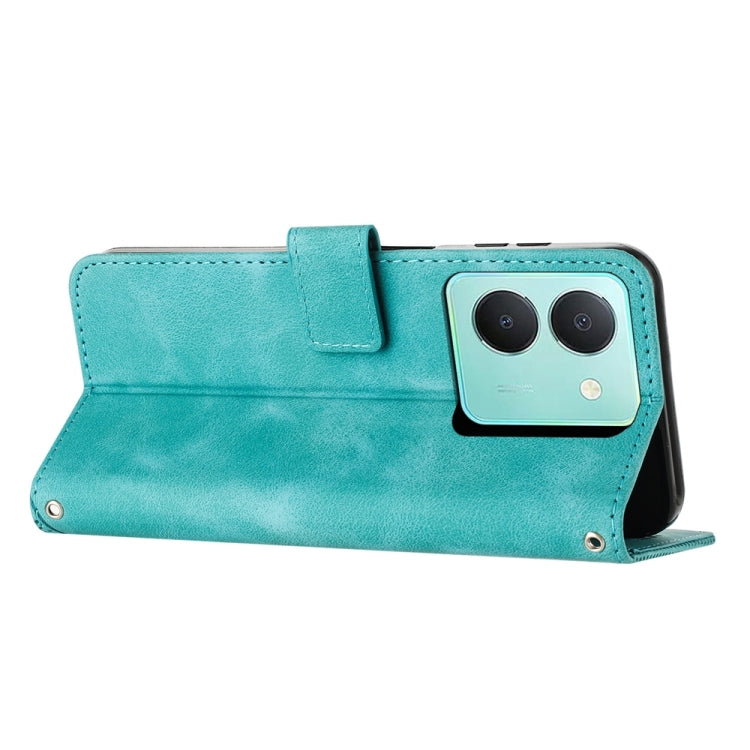 For vivo Y36 Dream Triangle Leather Phone Case with Lanyard(Green) - vivo Cases by PMC TechLife | Online Shopping South Africa | PMC TechLife