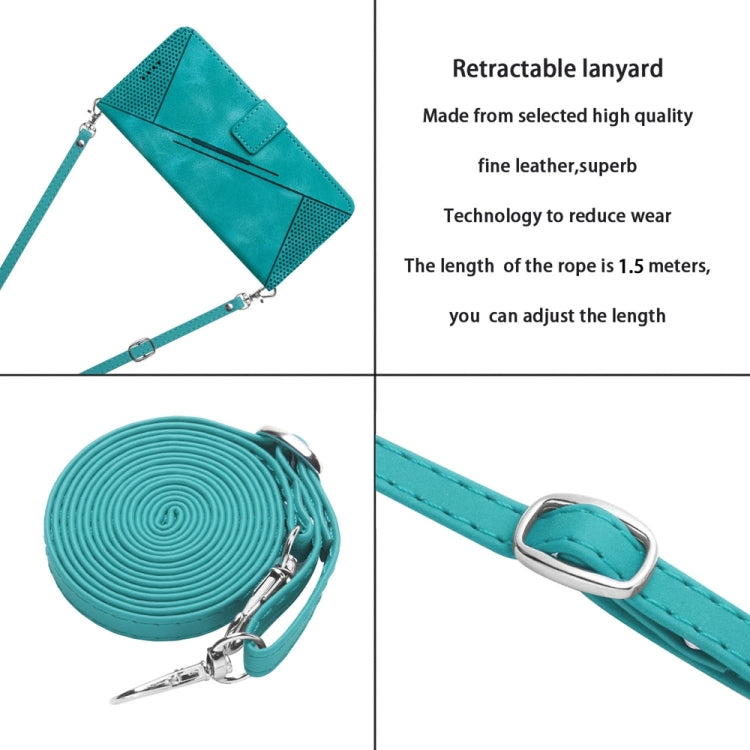 For vivo Y36 Dream Triangle Leather Phone Case with Lanyard(Green) - vivo Cases by PMC TechLife | Online Shopping South Africa | PMC TechLife