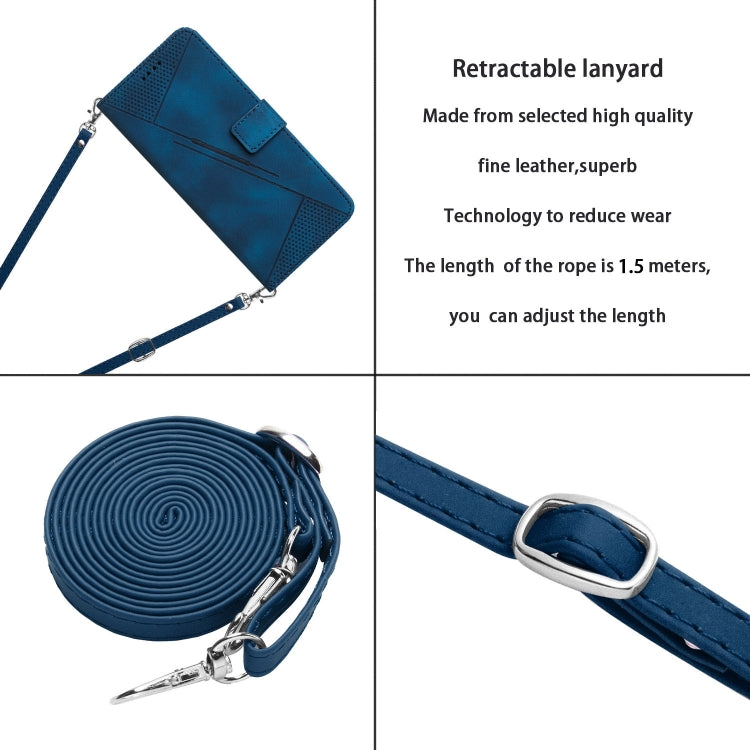 For Honor X8b Dream Triangle Leather Phone Case with Lanyard(Blue) - Honor Cases by PMC TechLife | Online Shopping South Africa | PMC TechLife | Buy Now Pay Later Mobicred