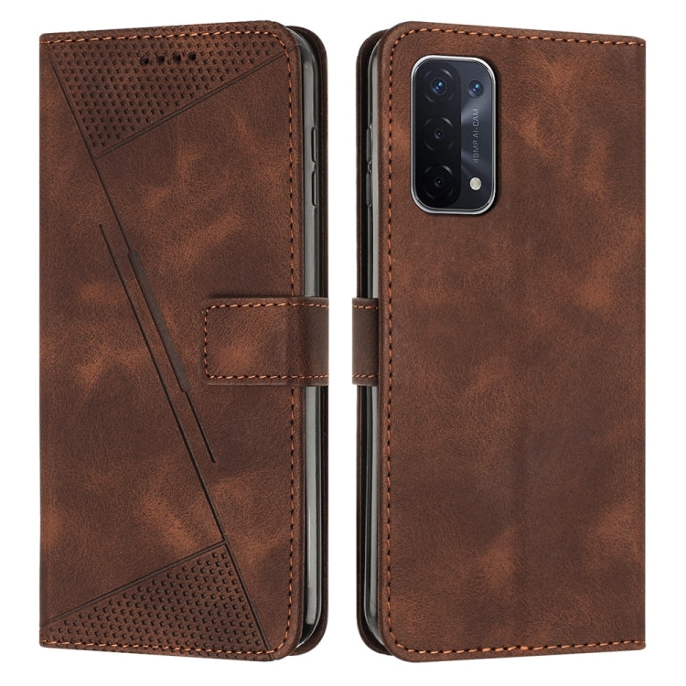 For OPPO A54 / A74 / A93 Dream Triangle Leather Phone Case with Lanyard(Brown) - OPPO Cases by PMC Jewellery | Online Shopping South Africa | PMC Jewellery | Buy Now Pay Later Mobicred
