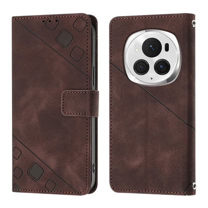 For Honor Magic6 Pro 5G Global Skin-feel Embossed Leather Phone Case(Brown) - Honor Cases by PMC Jewellery | Online Shopping South Africa | PMC Jewellery | Buy Now Pay Later Mobicred