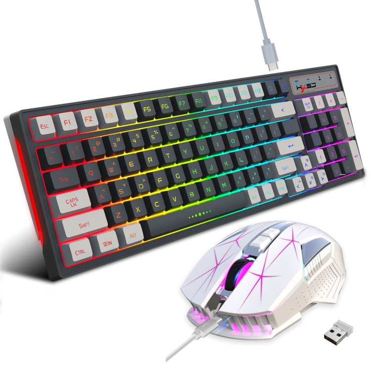 HXSJ L98 2.4G Wireless RGB Keyboard and Mouse Set 104 Keys + 1600DPI Mouse(White) - Wireless Keyboard by HXSJ | Online Shopping South Africa | PMC Jewellery | Buy Now Pay Later Mobicred