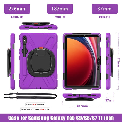 For Samsung Galaxy Tab S9 / S8 / S7 Silicone Hybrid PC Tablet Case with Holder & Shoulder Strap(Purple) - Other Galaxy Tab PC by PMC Jewellery | Online Shopping South Africa | PMC Jewellery | Buy Now Pay Later Mobicred