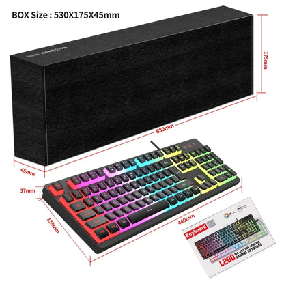 HXSJ L200 Wired RGB Backlit Keyboard 104 Pudding Key Caps(Black) - Wired Keyboard by HXSJ | Online Shopping South Africa | PMC Jewellery | Buy Now Pay Later Mobicred