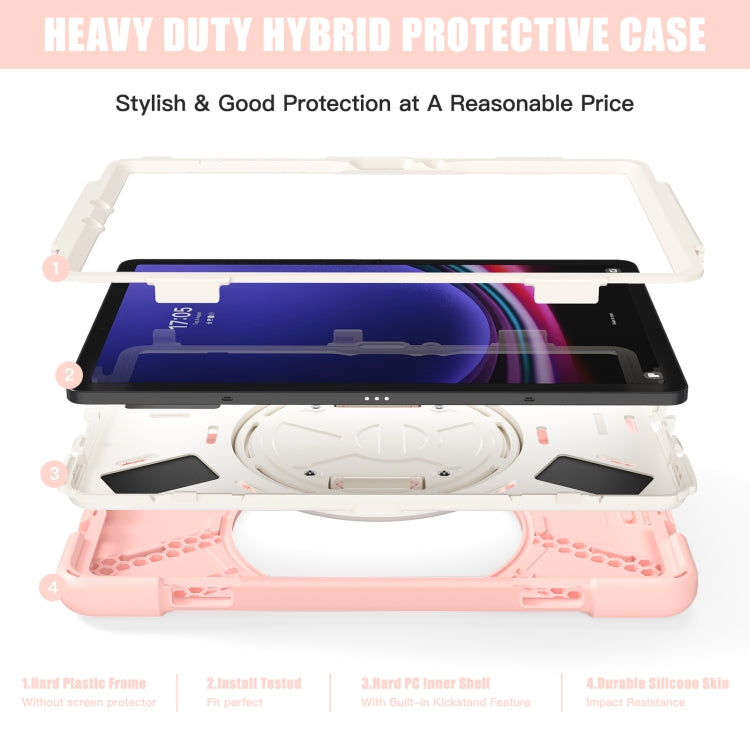 For Samsung Galaxy Tab S9 / S8 / S7 Rotary Handle Grab TPU + PC Tablet Case(Pink) - Galaxy Tab S9 Cases by PMC Jewellery | Online Shopping South Africa | PMC Jewellery | Buy Now Pay Later Mobicred