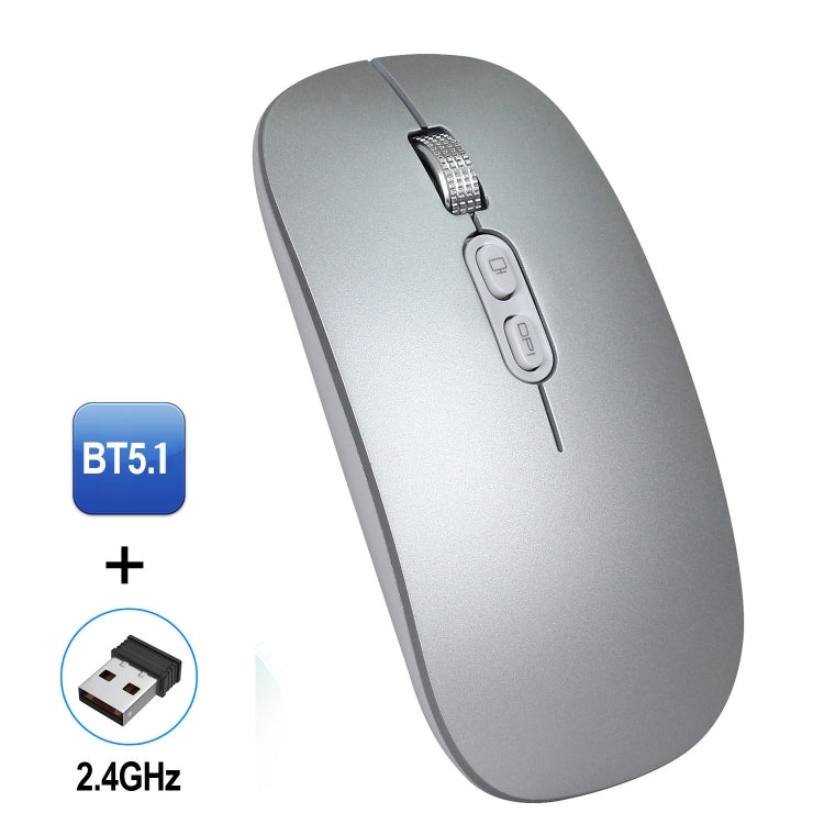 HXSJ M103 1600DPI Dual Mode 2.4GHz + Bluetooth 5.1 Wireless Rechargeable Mouse(Silver) - Wireless Mice by HXSJ | Online Shopping South Africa | PMC Jewellery | Buy Now Pay Later Mobicred