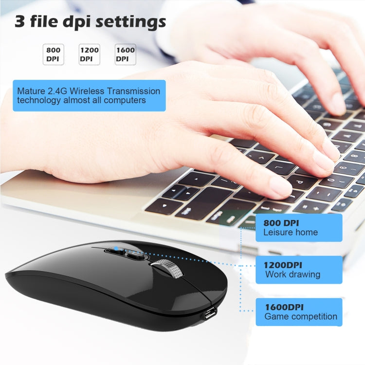 HXSJ M103 1600DPI 2.4GHz Wireless Rechargeable Mouse(Grey) - Wireless Mice by HXSJ | Online Shopping South Africa | PMC TechLife | Buy Now Pay Later Mobicred