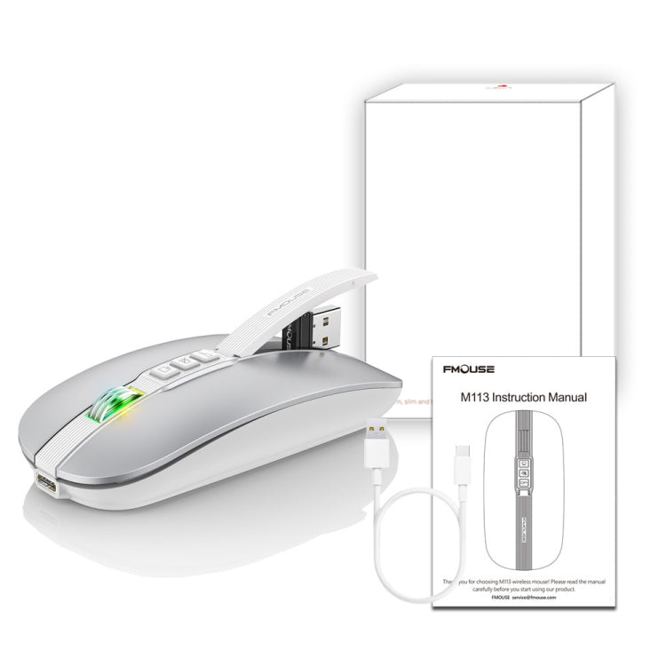 HXSJ M113 2400DPI Dual Mode 2.4GHz + Bluetooth 5.1 Wireless Mouse(Space Silver) - Wireless Mice by HXSJ | Online Shopping South Africa | PMC Jewellery | Buy Now Pay Later Mobicred