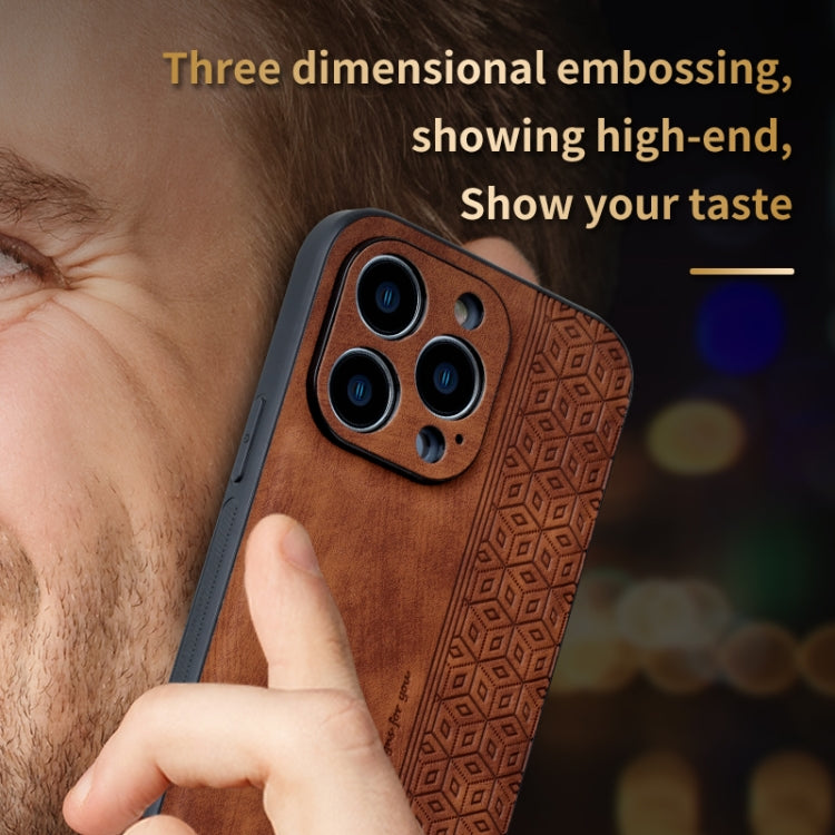 For iPhone 15 Pro Max AZNS 3D Embossed Skin Feel Phone Case(Brown) - iPhone 15 Pro Max Cases by AZNS | Online Shopping South Africa | PMC Jewellery | Buy Now Pay Later Mobicred