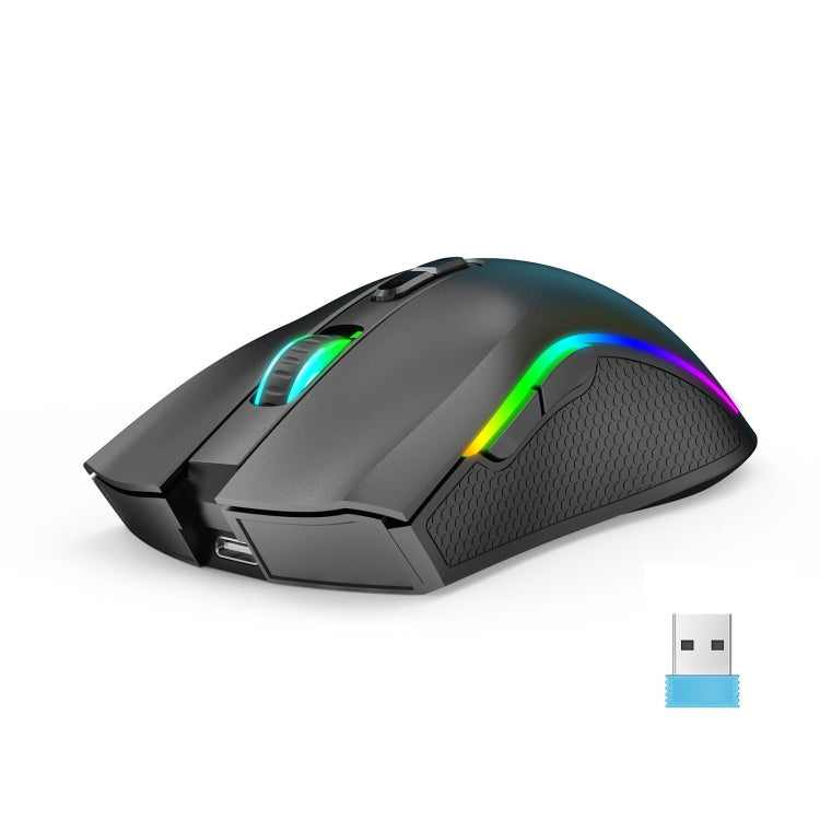 HXSJ T69 4800DPI RGB 2.4GHz Wireless Mouse(Black) - Wireless Mice by HXSJ | Online Shopping South Africa | PMC Jewellery | Buy Now Pay Later Mobicred