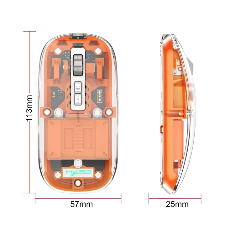 HXSJ T900 Transparent Magnet Three-mode Wireless Gaming Mouse(Orange) - Wireless Mice by HXSJ | Online Shopping South Africa | PMC Jewellery | Buy Now Pay Later Mobicred