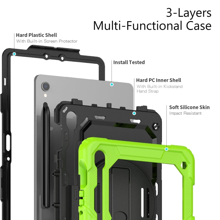 For Samsung Galaxy Tab S9 / S9 FE Silicone + PC Tablet Case(Yellow Green+Black) - Galaxy Tab S9 Cases by PMC Jewellery | Online Shopping South Africa | PMC Jewellery | Buy Now Pay Later Mobicred