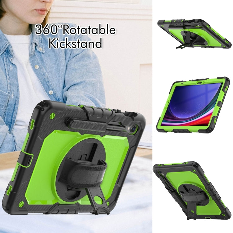 For Samsung Galaxy Tab S9 / S9 FE Silicone Hybrid PC Tablet Protective Case(Black+Yellow Green) - Galaxy Tab S9 Cases by PMC Jewellery | Online Shopping South Africa | PMC Jewellery | Buy Now Pay Later Mobicred