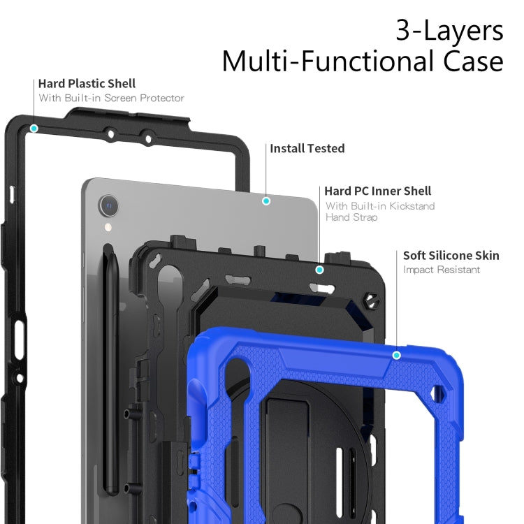 For Samsung Galaxy Tab S9 / S9 FE Silicone Hybrid PC Tablet Protective Case(Dark Blue+Black) - Galaxy Tab S9 Cases by PMC Jewellery | Online Shopping South Africa | PMC Jewellery | Buy Now Pay Later Mobicred
