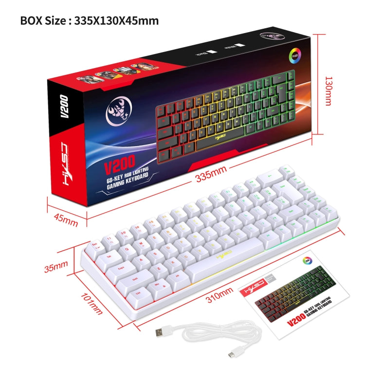 HXSJ V200 Wired RGB Backlit Mechanical Keyboard 68 Key Caps, Cable Length: 1.7m(White) - Wired Keyboard by HXSJ | Online Shopping South Africa | PMC Jewellery | Buy Now Pay Later Mobicred