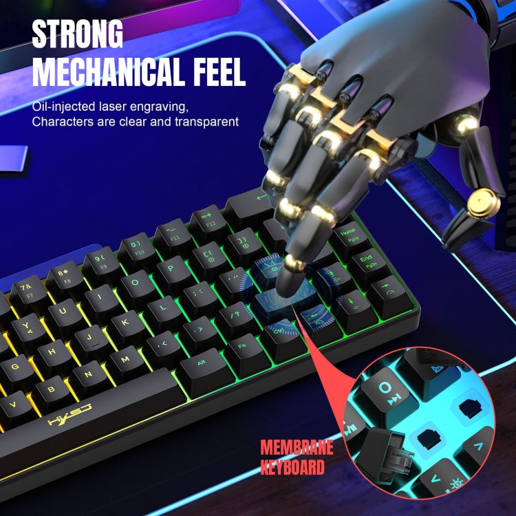 HXSJ V200 Wired RGB Backlit Mechanical Keyboard 68 Key Caps, Cable Length: 1.7m(White) - free shipping - PMC Jewellery - Order now!