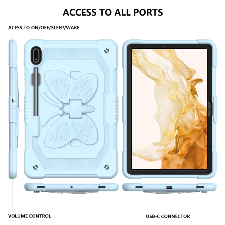 For Samsung Galaxy Tab S9+ Butterfly Kickstand Heavy Duty Hard Rugged Tablet Case(Ice Blue) - Galaxy Tab S9+ Cases by PMC Jewellery | Online Shopping South Africa | PMC Jewellery | Buy Now Pay Later Mobicred