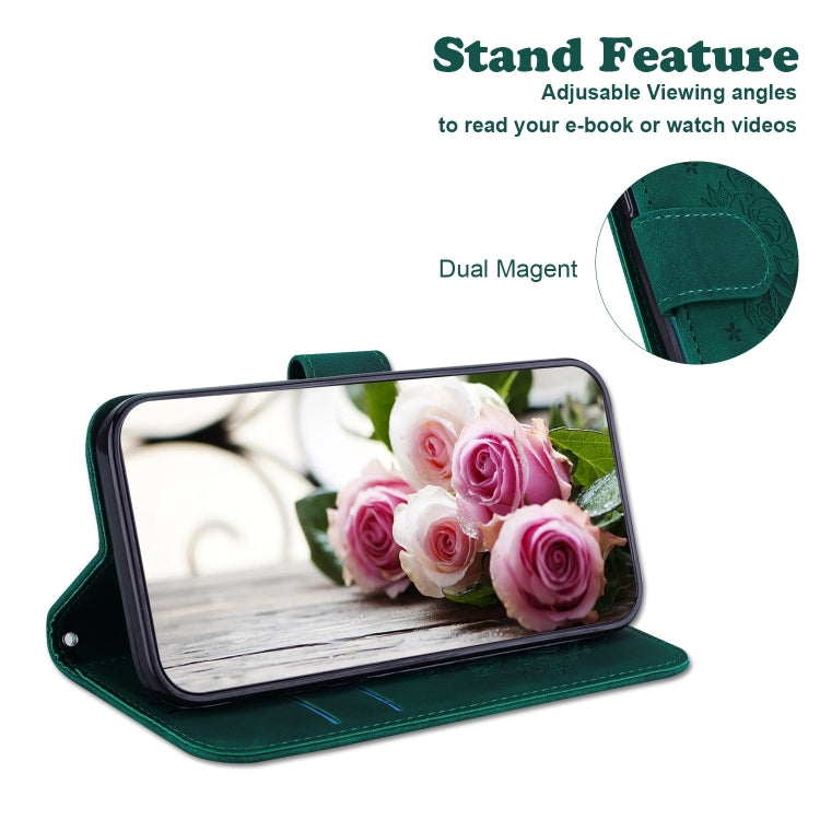 For Honor Magic6 Pro Butterfly Rose Embossed Leather Phone Case(Green) - Honor Cases by PMC Jewellery | Online Shopping South Africa | PMC Jewellery | Buy Now Pay Later Mobicred