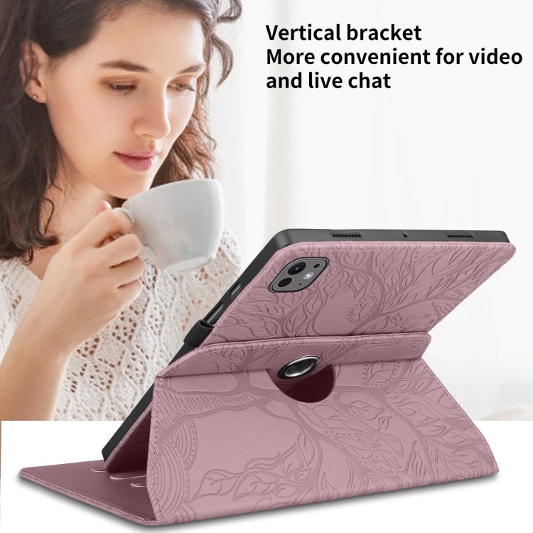 For iPad Pro 11 2024 Tree Life Embossed Rotation Leather Smart Tablet Case(Rose Gold) - iPad Pro 11 2024 Cases by PMC TechLife | Online Shopping South Africa | PMC TechLife | Buy Now Pay Later Mobicred