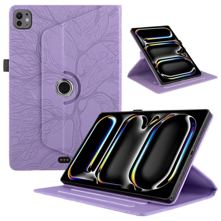 For iPad Pro 11 2024 Tree Life Embossed Rotation Leather Smart Tablet Case(Purple) - iPad Pro 11 2024 Cases by PMC Jewellery | Online Shopping South Africa | PMC Jewellery | Buy Now Pay Later Mobicred