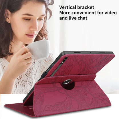 For Samsung Galaxy Tab S10 Ultra / S9 Ultra Tree Life Embossed Rotation Leather Tablet Case(Red) - Galaxy Tab S9 Ultra Cases by PMC Jewellery | Online Shopping South Africa | PMC Jewellery | Buy Now Pay Later Mobicred