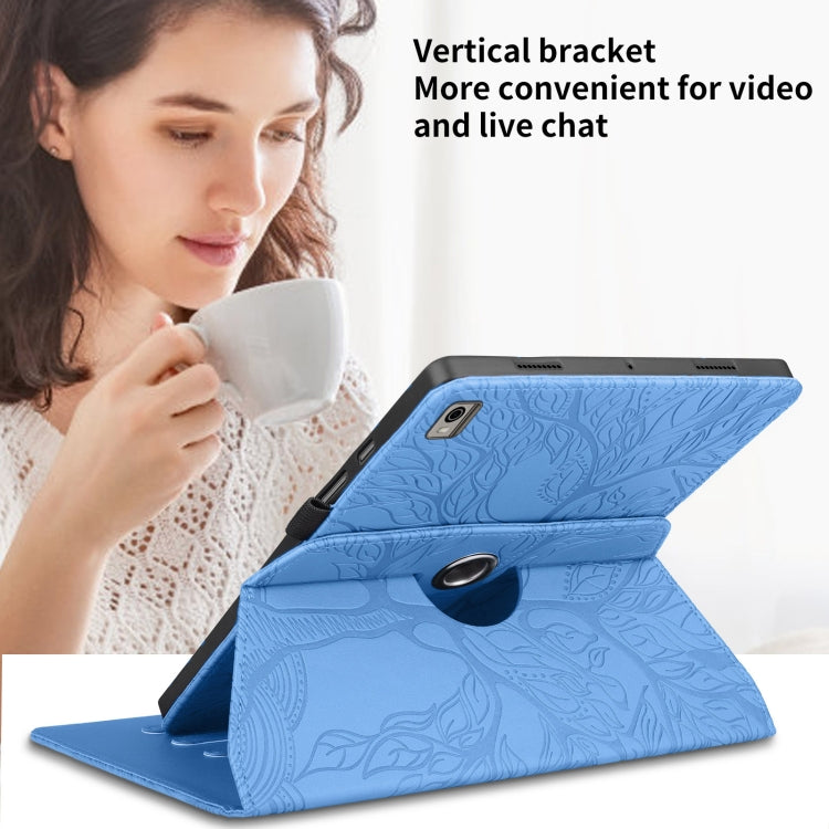 For Nokia T21 Tree Life Embossed Rotation Leather Tablet Case(Blue) - Nokia by PMC TechLife | Online Shopping South Africa | PMC TechLife | Buy Now Pay Later Mobicred