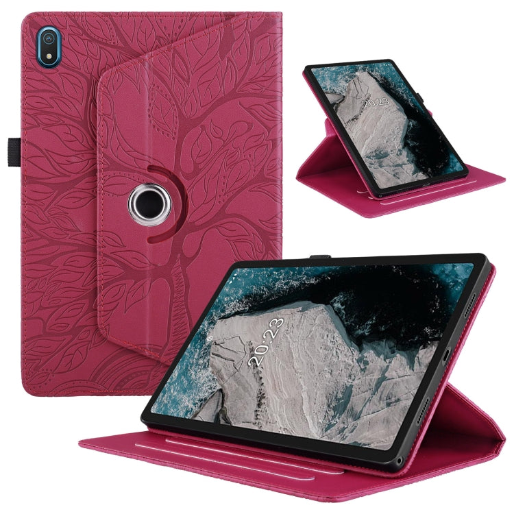 For Nokia T20 10.4 2021 Tree Life Embossed Rotation Leather Tablet Case(Red) - Nokia by PMC TechLife | Online Shopping South Africa | PMC TechLife | Buy Now Pay Later Mobicred