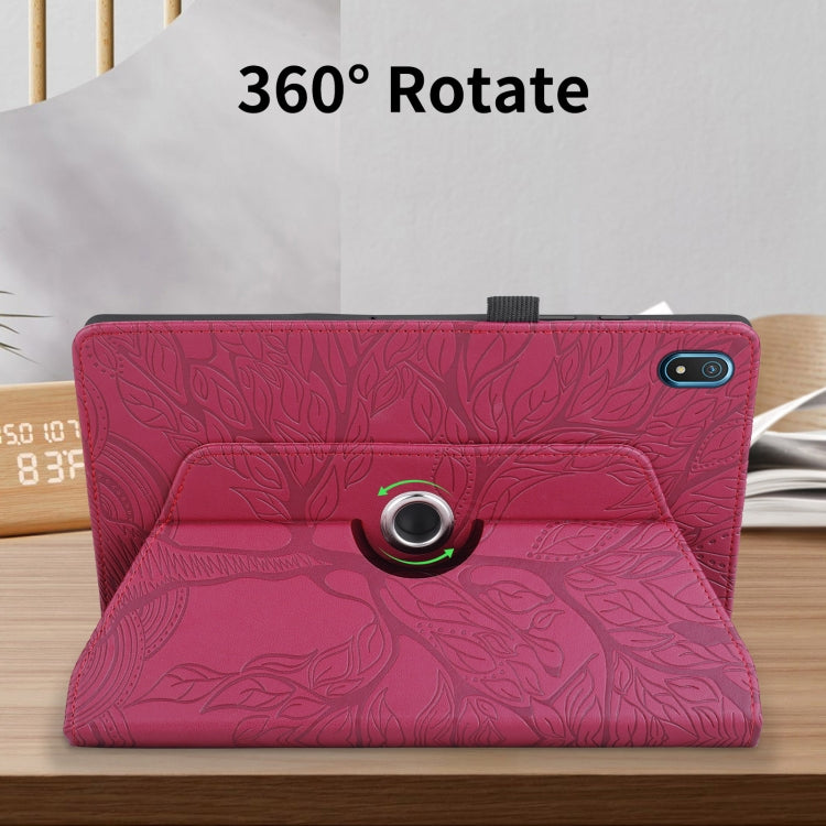 For Nokia T20 10.4 2021 Tree Life Embossed Rotation Leather Tablet Case(Red) - Nokia by PMC TechLife | Online Shopping South Africa | PMC TechLife | Buy Now Pay Later Mobicred