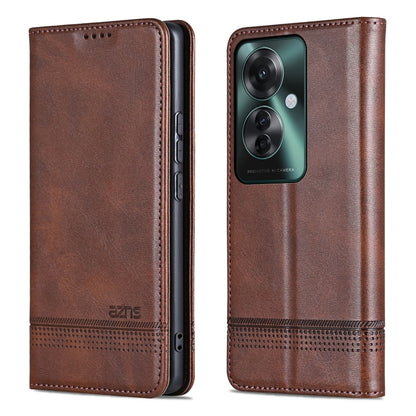 For OPPO Reno11 F AZNS Magnetic Calf Texture Flip Leather Phone Case(Dark Brown) - Reno11 F Cases by AZNS | Online Shopping South Africa | PMC Jewellery | Buy Now Pay Later Mobicred