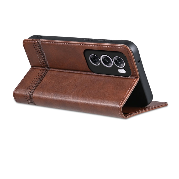 For OPPO Reno12 Pro Global AZNS Magnetic Calf Texture Flip Leather Phone Case(Dark Brown) - Reno12 Pro Cases by AZNS | Online Shopping South Africa | PMC Jewellery | Buy Now Pay Later Mobicred