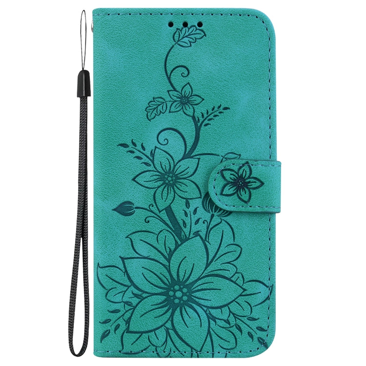 For Google Pixel 9 Lily Embossed Leather Phone Case(Green) - Google Cases by PMC Jewellery | Online Shopping South Africa | PMC Jewellery | Buy Now Pay Later Mobicred