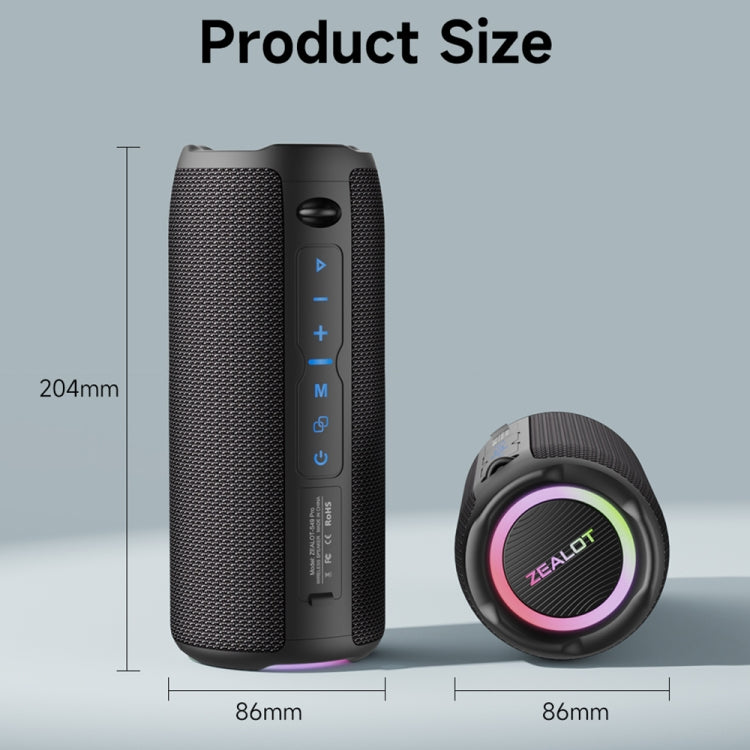 Zealot S49 Pro 20W Outdoor Portable Wireless Bluetooth Speaker with RGB Light(Black) - Desktop Speaker by ZEALOT | Online Shopping South Africa | PMC Jewellery | Buy Now Pay Later Mobicred