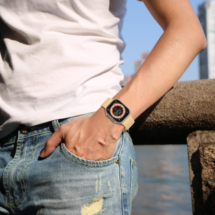 For Apple Watch SE 44mm Pin Buckle Silicone Watch Band(Light Orange) - free shipping - PMC TechLife - Order now!