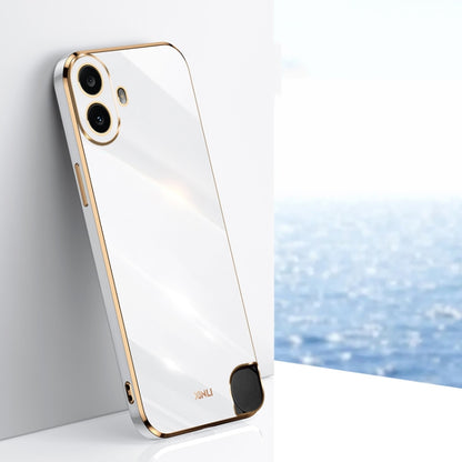 For Nothing CMF Phone 1 XINLI Straight Edge 6D Electroplate TPU Phone Case(White) - More Brand by XINLI | Online Shopping South Africa | PMC Jewellery | Buy Now Pay Later Mobicred